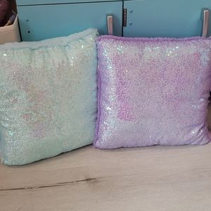 Two adorable sequin pillows